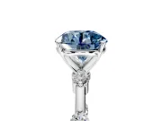 Solitaire Engagement Ring Setting for Fancy Blue Round Cut Center with Bezel Station Band and Prong Head in Sterling Silver