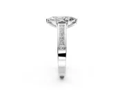 Solitaire Engagement Ring Setting for Marquise Center with Princess Cut Channel Band and Prong Head in White Gold