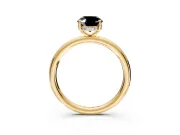 Hidden Halo Engagement Ring Setting for Fancy Black Oval Center with Thin Rounded Band and Prong Head in Yellow Gold
