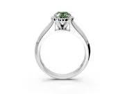Halo Engagement Ring Setting for Fancy Green Oval Center with Knife Ridge Cathedral Band and Prong Head in Platinum