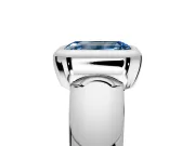 Solitaire Engagement Ring Setting for Fancy Blue Emerald Cut Center with Wide Band and Bezel Head in White Gold