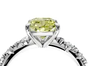 Solitaire Engagement Ring Setting for Fancy Yellow Cushion Cut Center with Trailing Leaf Accent Band and Prong Head in Sterling Silver