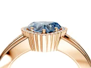 Halo Engagement Ring Setting for Fancy Blue Heart-Shaped Center with Wide Band, Inlaid Accent Row and Prong Head in Rose Gold