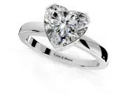 Solitaire Engagement Ring Setting for Heart-Shaped Center with Plain Band and Flat Tab Prong Head in White Gold
