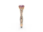 Solitaire Engagement Ring Setting for Fancy Pink Cushion Cut Center with Twisted Pave Split Shank and Prong Head in Rose Gold