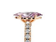 Solitaire Engagement Ring Setting for Fancy Pink Marquise Center with Single Row Accent Band and Prong Head in Rose Gold
