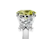 Floral Engagement Ring Setting for Fancy Yellow Oval Center with Marquise Cluster Shoulders and Prong Head in Platinum