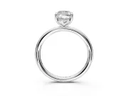 Hidden Halo Engagement Ring Setting for Cushion Cut Center with Thin Rounded Band and Prong Head in Platinum