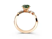 Solitaire Engagement Ring Setting for Fancy Green Round Cut Center with Marquise Accent Twist Band and Prong Head in Rose Gold