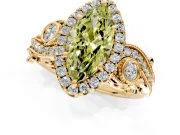 Milgrain Halo Engagement Ring Setting for Fancy Yellow Marquise Center with Shoulder Bezels and Prong Head in Yellow Gold