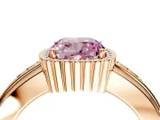 Halo Engagement Ring Setting for Fancy Pink Cushion Cut Center with Wide Band, Inlaid Accent Row and Prong Head in Rose Gold
