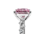 Solitaire Engagement Ring Setting for Fancy Pink Radiant Cut Center with Trailing Leaf Accent Band and Prong Head in Sterling Silver