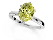 Solitaire Engagement Ring Setting for Fancy Yellow Oval Center with Plain Band and Tulip Prong Head in White Gold