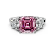 Floral Engagement Ring Setting for Fancy Pink Princess Cut Center with Marquise Cluster Shoulders and Prong Head in Sterling Silver