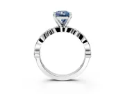 Solitaire Engagement Ring Setting for Fancy Blue Radiant Cut Center with Milgrain Bezel Accents and Prong Head in Sterling Silver