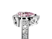 Milgrain Halo Engagement Ring Setting for Fancy Pink Pear-Shaped Center with Wide Pave Band and Prong Head in Sterling Silver