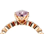 Solitaire Engagement Ring Setting for Fancy Pink Pear-Shaped Center with Bezel-Dot Beaded Band and Prong Head in Rose Gold