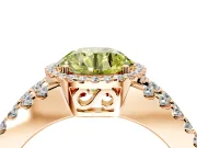 Halo Engagement Ring Setting for Fancy Yellow Round Cut Center with Wide-Open Pave Split Shank and Prong Head in Rose Gold