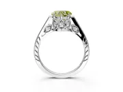 Cathedral Engagement Ring Setting for Fancy Yellow Heart-Shaped Center with Antique-Style Pave Band and Prong Head in Sterling Silver