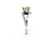 Solitaire Engagement Ring Setting for Fancy Yellow Heart-Shaped Center with Pave Bypass Swirl Band and Prong Head in Sterling Silver