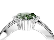 Halo Engagement Ring Setting for Fancy Green Heart-Shaped Center with Wide Band, Inlaid Accent Row and Prong Head in Platinum