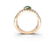 Solitaire Engagement Ring Setting for Fancy Green Pear-Shaped Center with Wide-Open Split Shank and Prong Head in Rose Gold