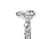 Cluster Engagement Ring Setting for Pear-Shaped Center with Round Cut Accent Band and Prong Head in Platinum