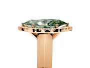Halo Engagement Ring Setting for Fancy Green Marquise Center with Knife Ridge Cathedral Band and Prong Head in Rose Gold