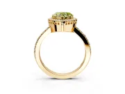 Halo Engagement Ring Setting for Fancy Yellow Heart-Shaped Center with Inner Milgrain Border and Prong Head in Yellow Gold