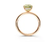 Hidden Halo Engagement Ring Setting for Fancy Yellow Princess Cut Center with Thin Rounded Band and Prong Head in Rose Gold