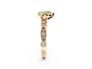 Solitaire Engagement Ring Setting for Fancy Yellow Pear-Shaped Center with Milgrain Bezel Accents and Prong Head in Rose Gold