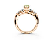 5 Stone Engagement Ring Setting for Fancy Yellow Pear-Shaped Center with Graduated Accents and Prong Head in Rose Gold