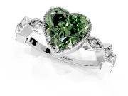 Milgrain Bezel Engagement Ring Setting for Fancy Green Heart-Shaped Center with Marquise Stations and Bezel Head in Platinum