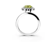 Halo Engagement Ring Setting for Fancy Yellow Round Cut Center with Thin Plain Band and Prong Head in Sterling Silver