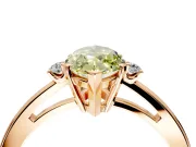 3 Stone Engagement Ring Setting for Fancy Yellow Marquise Center with Low-Set Round Cut Accents and Prong Head in Rose Gold