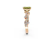 Solitaire Engagement Ring Setting for Fancy Yellow Emerald Cut Center with Bar-Station Pave Twist and Prong Head in Rose Gold