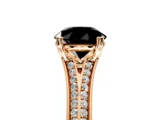 Solitaire Engagement Ring Setting for Fancy Black Round Cut Center with Pave Rail Split Shank and Prong Head in Rose Gold
