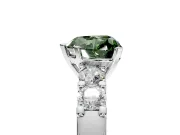 5 Stone Engagement Ring Setting for Fancy Green Heart-Shaped Center with Plain Band and Prong Head in Platinum