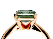 Solitaire Engagement Ring Setting for Fancy Green Asscher Cut Center with Knife Ridge Band and Claw Prong Head in Rose Gold