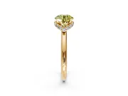 Hidden Halo Engagement Ring Setting for Fancy Yellow Round Cut Center with Plain Rounded Band and Prong Head in Yellow Gold