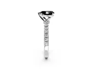 Open Basket Engagement Ring Setting for Fancy Black Pear-Shaped Center with Pave Band and Prong Head in White Gold