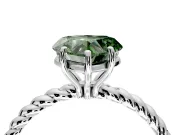Solitaire Engagement Ring Setting for Fancy Green Heart-Shaped Center with Plain Twisted Rope Band and Prong Head in Sterling Silver