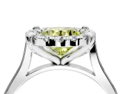 Single Halo Engagement Ring Setting for Fancy Yellow Round Cut Center with Corner Claws, Plain Band and Prong Head in Platinum
