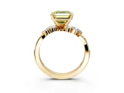 Solitaire Engagement Ring Setting for Fancy Yellow Asscher Cut Center with Marquise Accent Twist Band and Prong Head in Yellow Gold