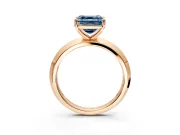 Solitaire Engagement Ring Setting for Fancy Blue Asscher Cut Center with Wide Knife Ridge Band and Prong Head in Rose Gold