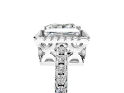 Accent Halo Engagement Ring Setting for Princess Cut Center with Full-Length Pave Band and Prong Head in Sterling Silver