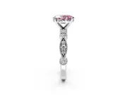 Solitaire Engagement Ring Setting for Fancy Pink Oval Center with Milgrain Bezel Accents and Prong Head in Platinum