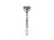 Solitaire Engagement Ring Setting for Fancy Green Princess Cut Center with Micro Pave Band and Prong Head in Platinum