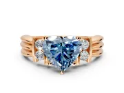 Solitaire Engagement Ring Setting for Fancy Blue Heart-Shaped Center with Grooved Bar Accent Band and Prong Head in Rose Gold