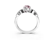 Leaf Engagement Ring Setting for Fancy Pink Marquise Center with Milgrain Accent Band and Prong Head in White Gold